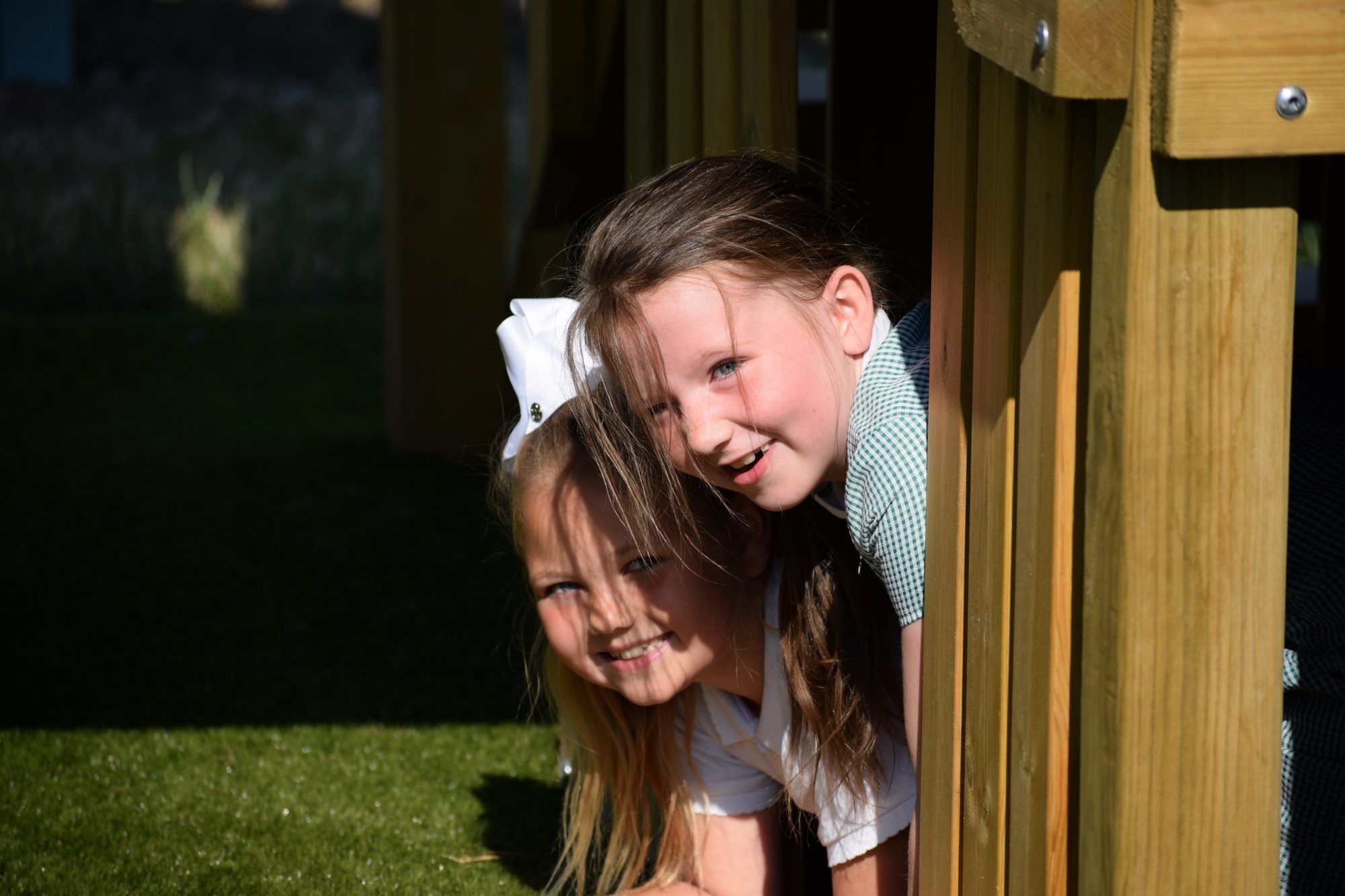 Children playing in play area